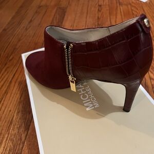 Michael Kors Deep Red Heeled Ankle Boots